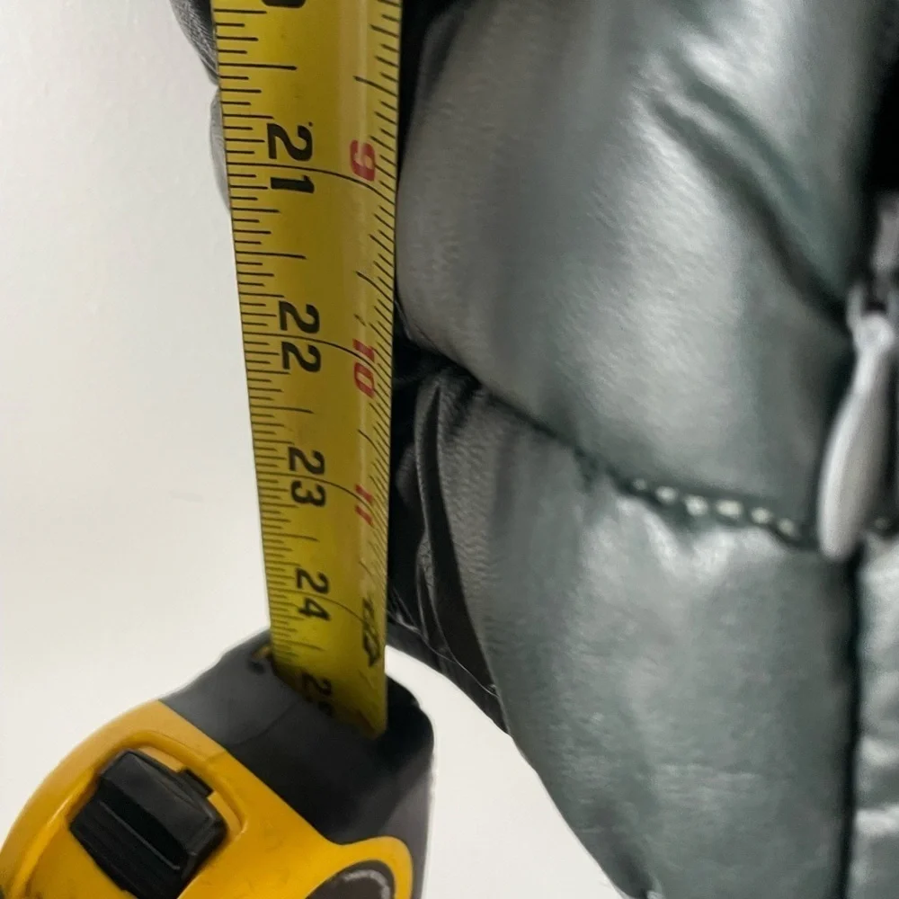 Save The Duck, size 4 women’s, black hooded zip up synthetic leather puffer EUC - Picture 5 of 10